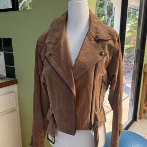 Vintage real suede moto jacket S